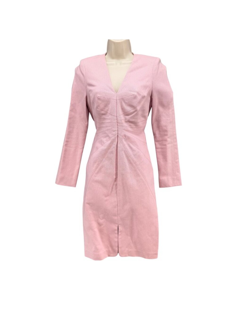 Zac Posen Sheath Dress Dusty Pink Long Sleeve V Neck Knee Length Size 4 NWD